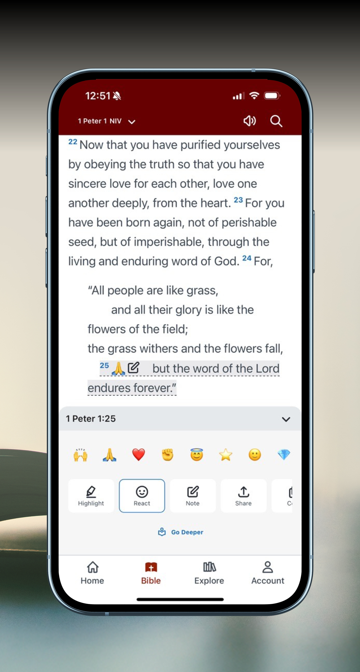 React to verses with emoji reactions